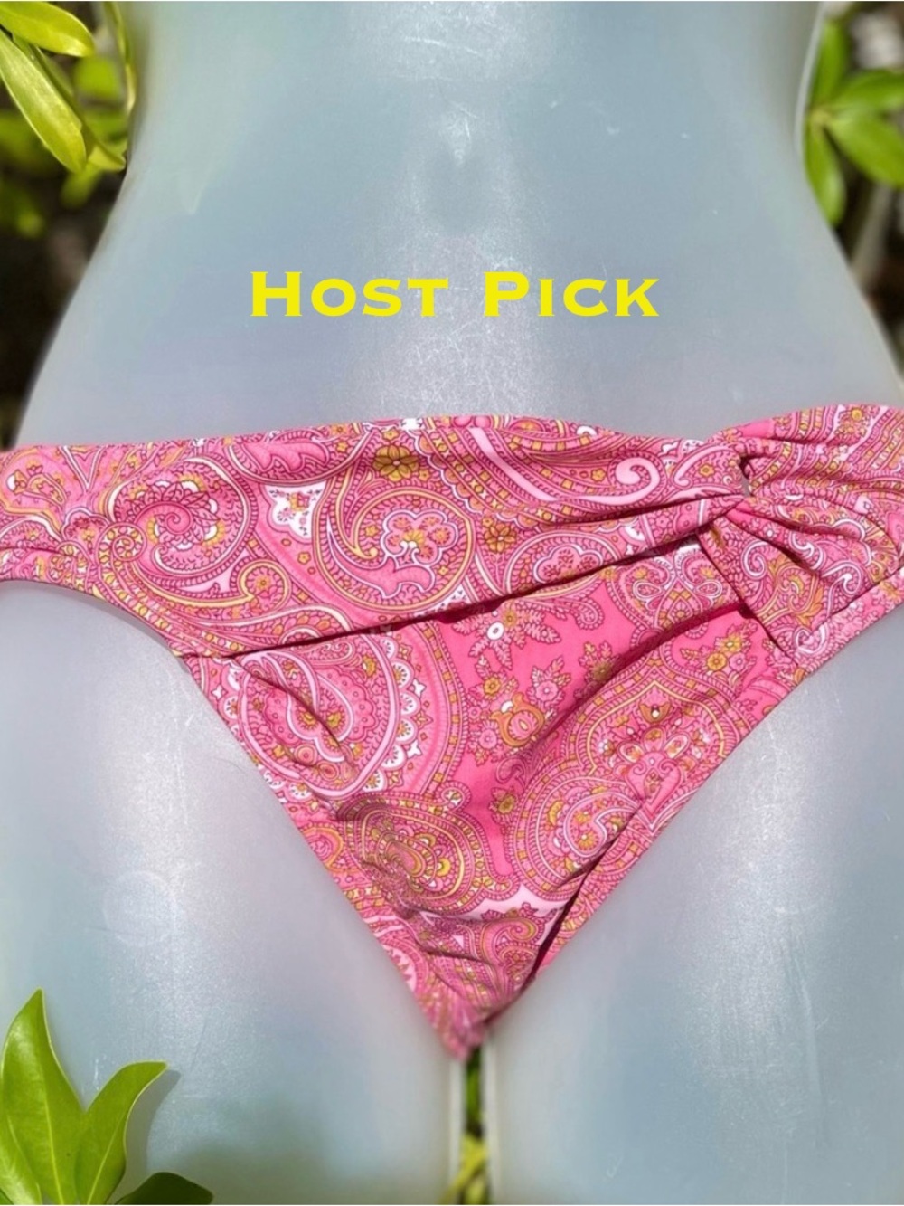 Tommy Bahama Pink Paisley Bikini Bottom Size XS Twist Front Retro Groovy Beach